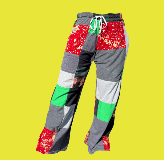 Patchwork Drawstring Pants
