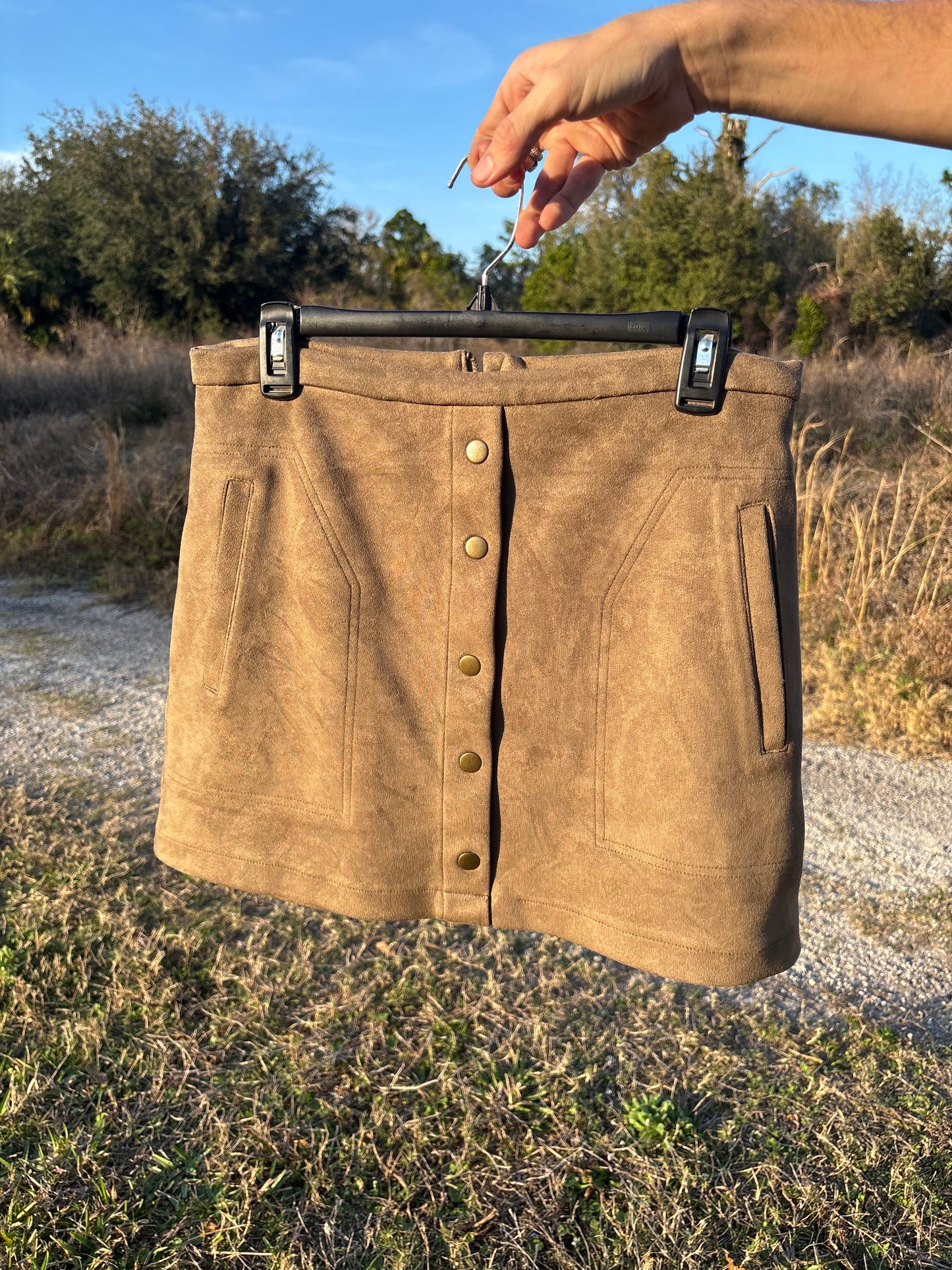 Brown Button Skirt