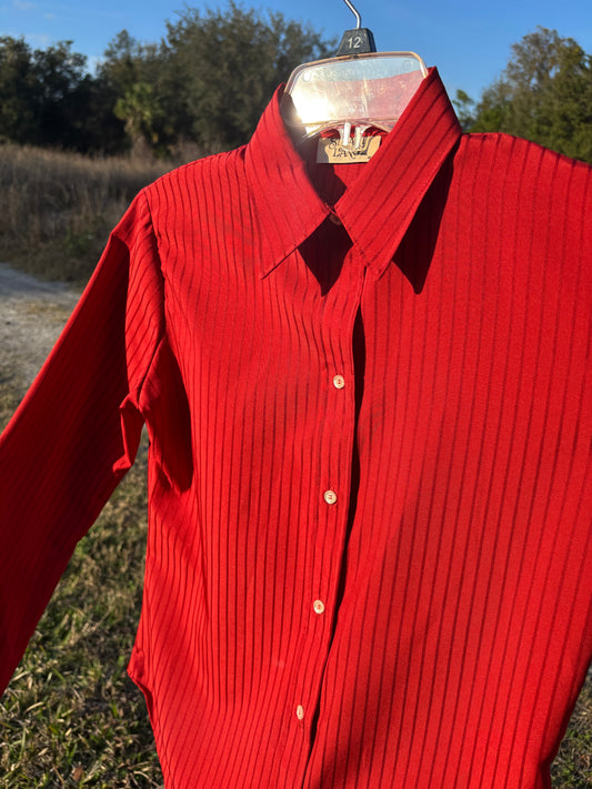 Pinstripe Red Blouse